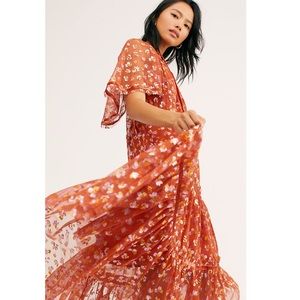 Free People Floral Mesh Midi Dress